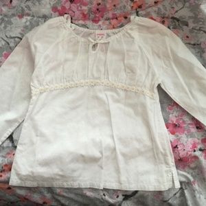 Gymboree White Shirt w Daisy Detail Size 4 Long Sleeve Boho Flower